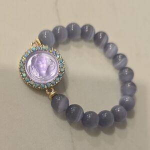 Elegegant Opalecent Angel Cameo  Beaded Bracelet